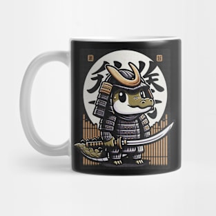 Kawaii Samurai Animal Crocodile Alligator with Katana Cute Japanese Background Word Kanji Mug